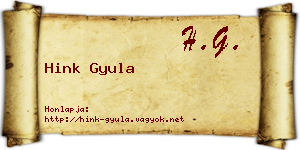 Hink Gyula névjegykártya